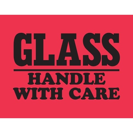 Decker Tape Products Label, DL1766, GLASS HANDLE WITH CARE, 4" X 6" DL1766